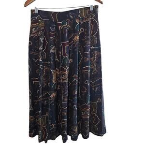 Vintage Michael Taylor Paisley Skirt Women 1X Purple 80s Preppy Cottage Academia